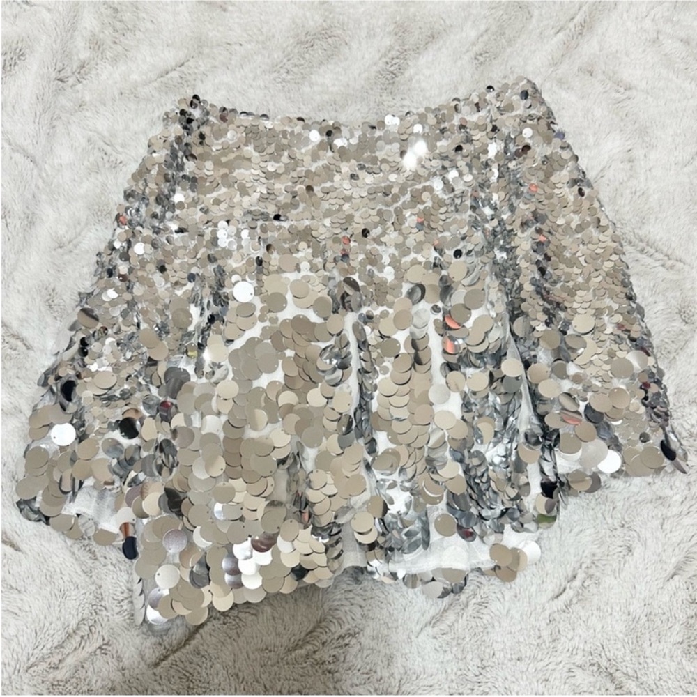 Free People Silver Sequin Mini Skirt - Picture 2 of 3